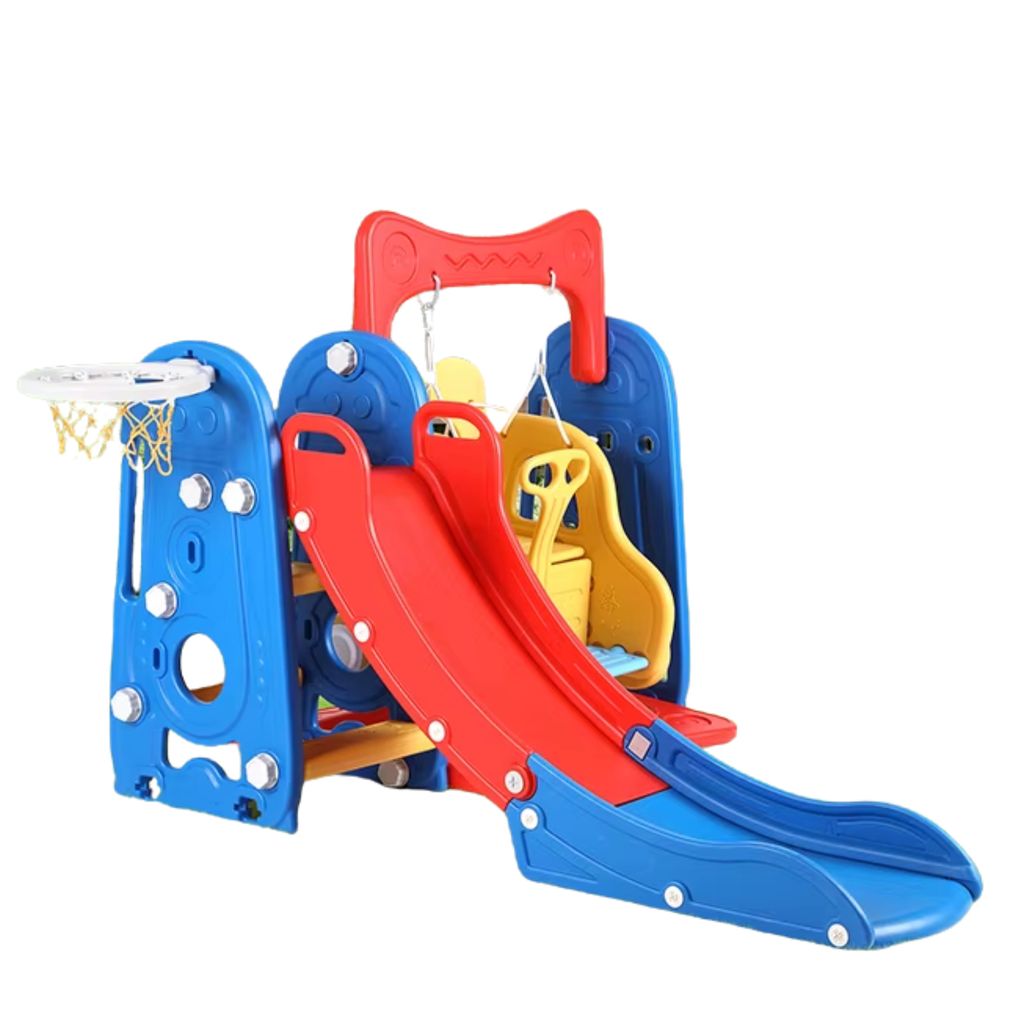 3-in-1 Schaukel- und Rutschset für Kleinkinder – Outdoorspielzeug – Indoor-Spielplatz mit Rutsche, Klettergerüst und Basketballkorb – Geeig...