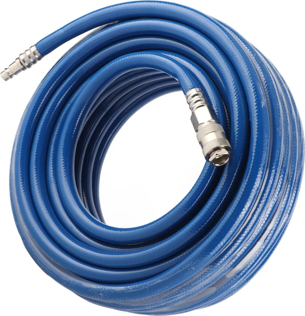 Tuyau pneumatique 15m en PVC bleu anti-torsion avec raccord rapide