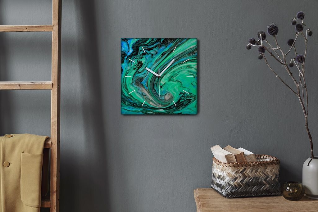 Coloray Hodiny Unikátní 30x30 cm Tiché hodiny Pro obývací pokoj a kuchyň Nástěnné hodiny Plátno Bílé ručičky hodin - abstrakce