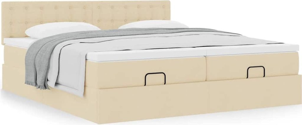 Möbel Ottoman-Bett mit Matratzen Creme 180x200 cm Stoff - Klassische Betten 3312041