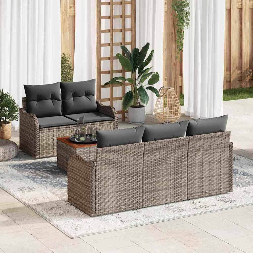 Maison Exclusive - Gartensofa-set mit Kissen 6 pcs Grau Poly-Rattan