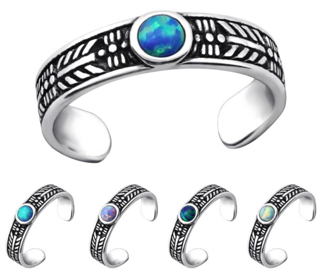 Zehenring Silber 925: Bali Zehring mit Opal Azure Produktbild 