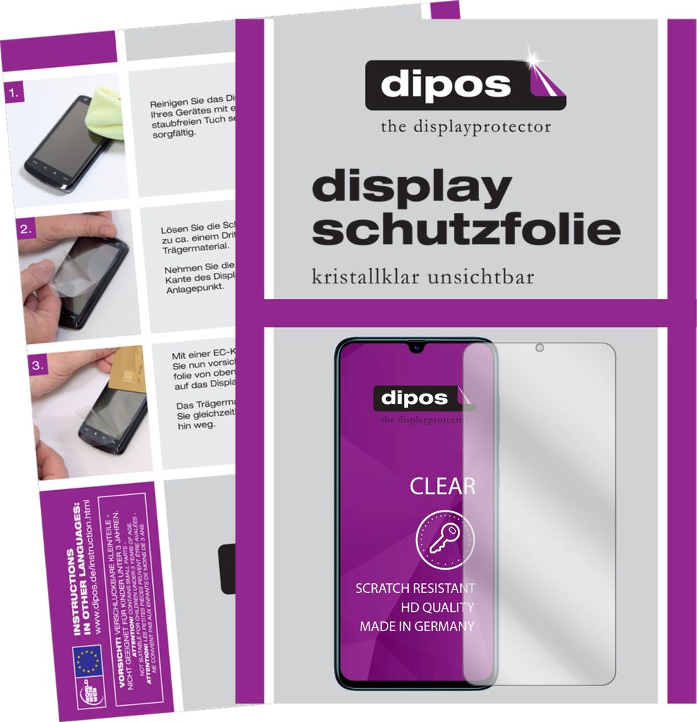 6x Schutzfolie für Samsung Galaxy A70s klar Displayschutzfolie Folie Display Schutz dipos