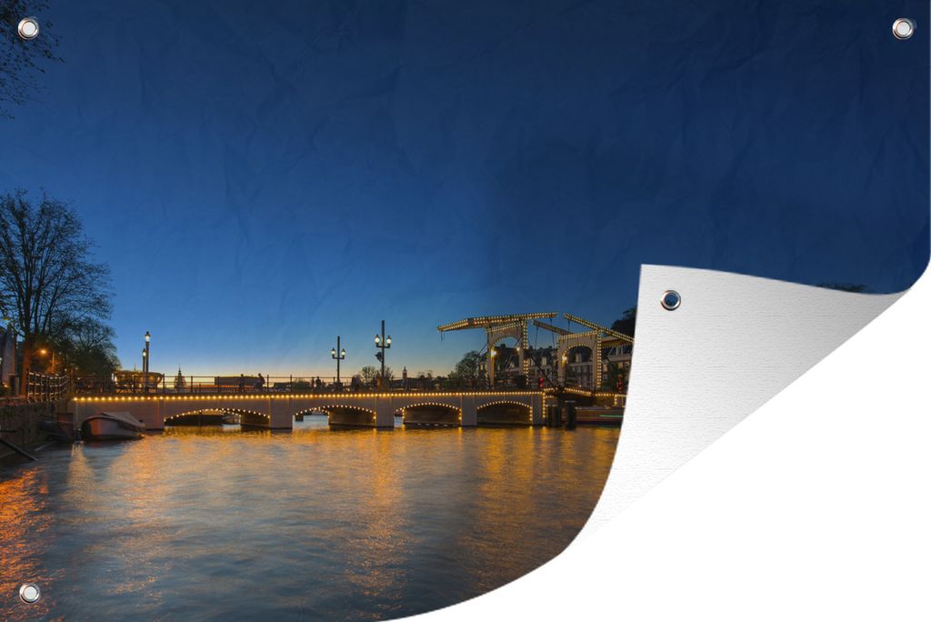 MuchoWow 90x60 cm Outdoor-Poster Gartendeko Sichtschutz Garten Poster für den Garten Amsterdam - Brücke - Wasser