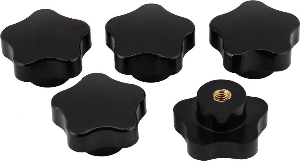 5 Stück universelle schwarze Kunststoff-Sternknopfgriffe M8 für Werkzeugmaschinen
