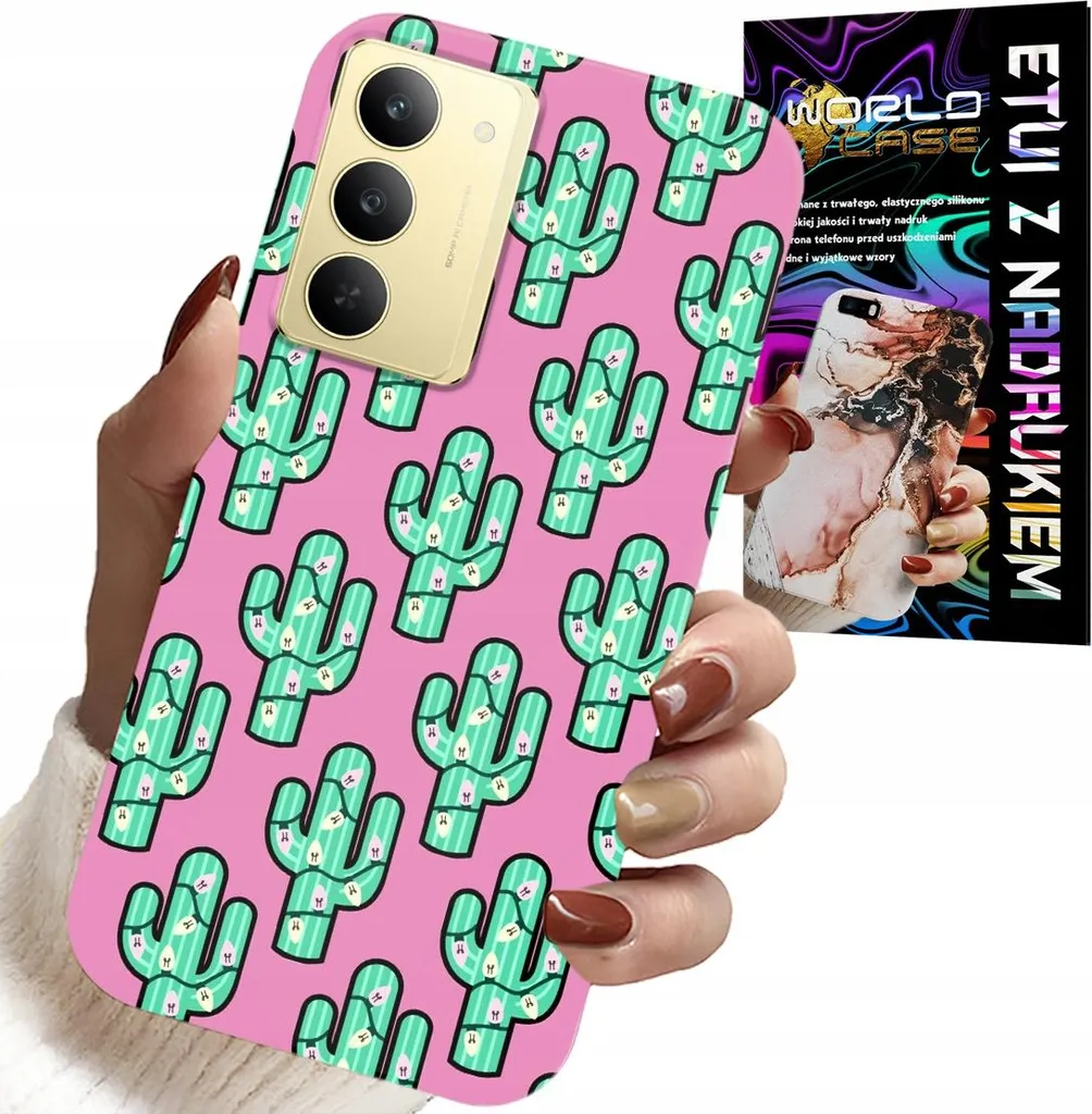 Custodia Realme 14X Cactus Rosa + Pellicola Vetro | Protezione Antiurto