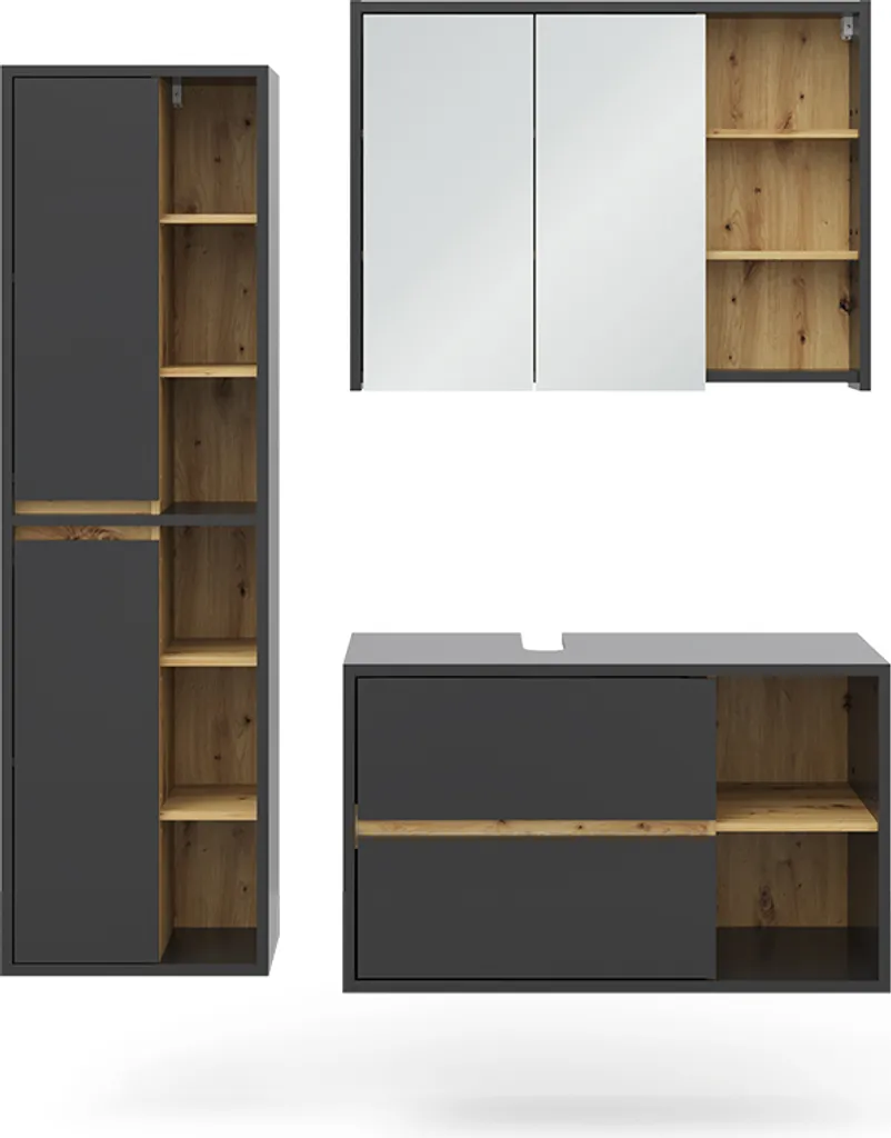 Ensemble mobilier de salle de bain complet gris anthracite Vicco Viola
