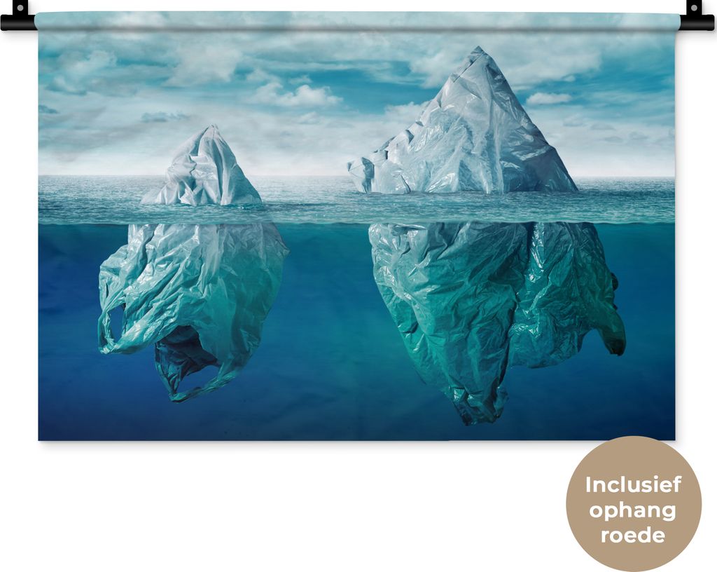 MuchoWow Wandteppich Wandbehang Meer - Eisberg - Plastiktüten 60x40 cm Tapisserie Dekoration Wandtuch - Wanddekorationen