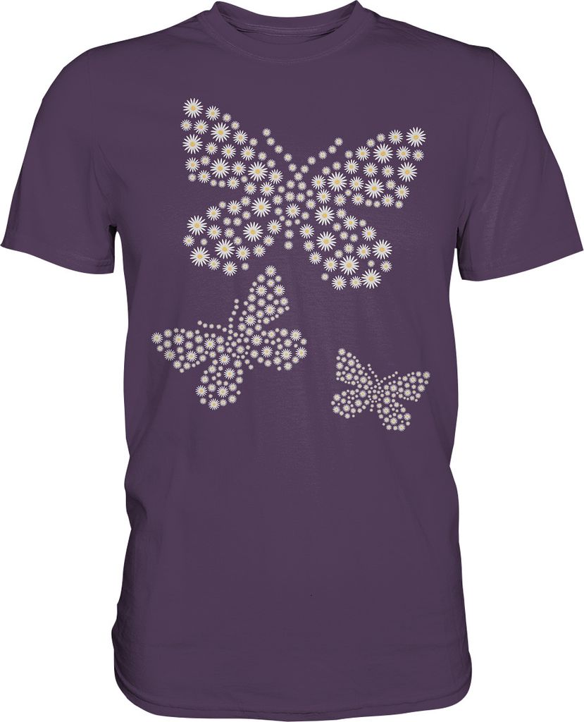Frauen Gänseblümchen Schmetterlinge T-Shirt – Urban Purple Produktbild 
