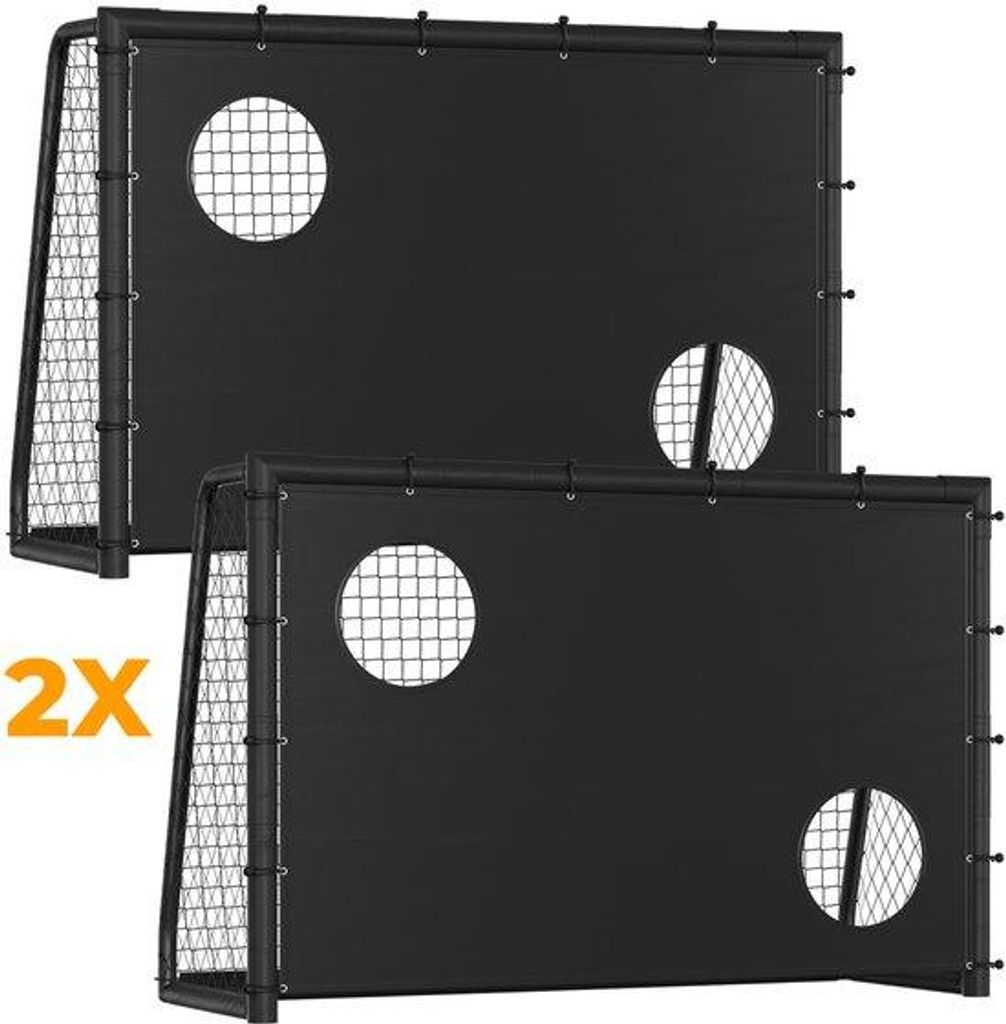 Echthoekig Stahl-Fußballtor 240 x 160 x 86 cm mit PE-Netz für draußen