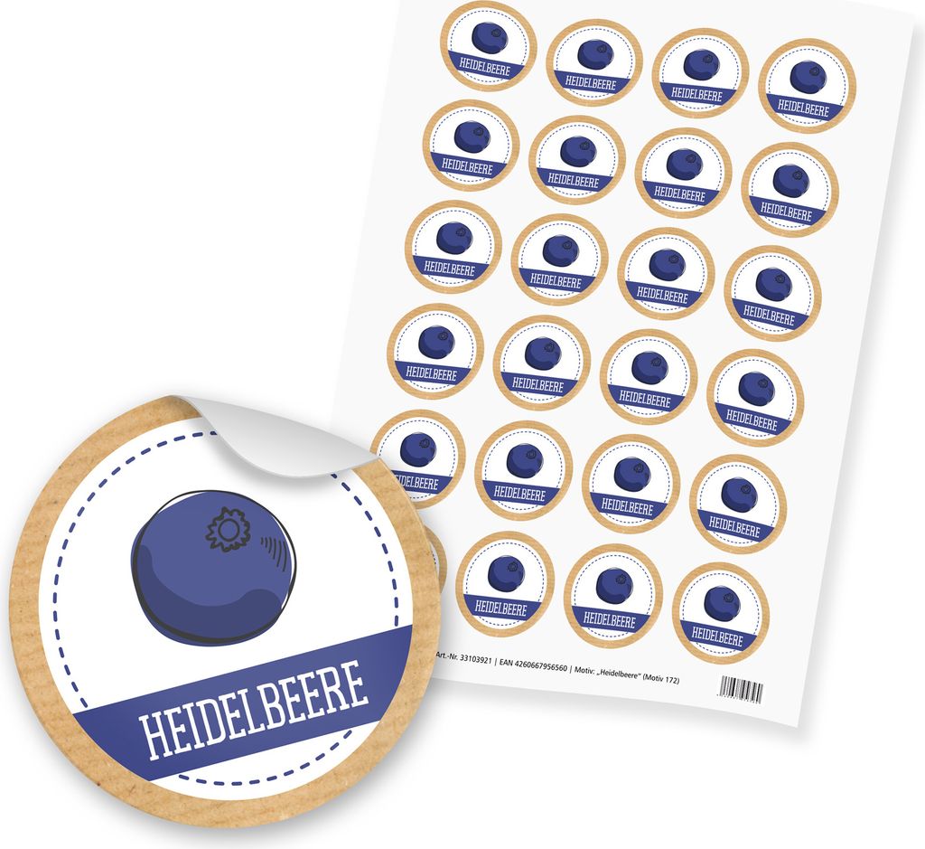 itenga 24x Sticker "Heidelbeere" (Motiv 172) Produktbild 