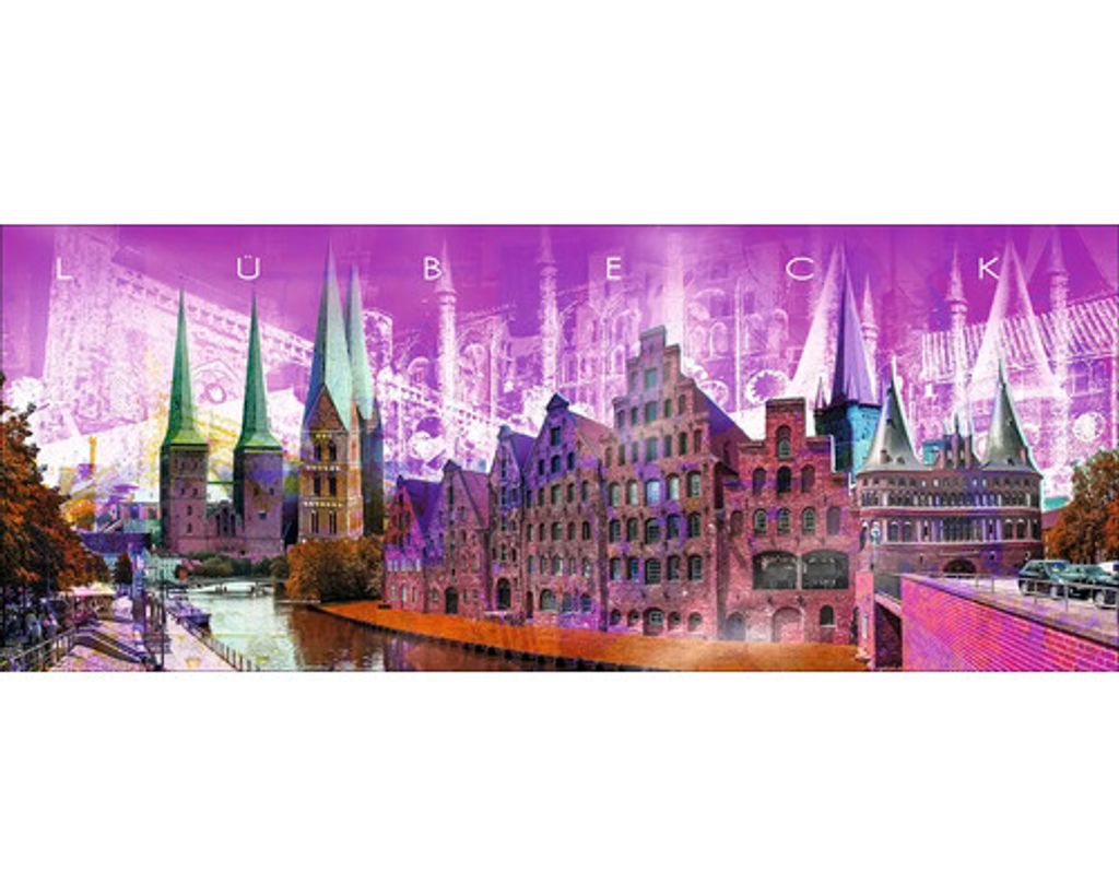 Glasbild Lübeck Trave Panorama II 80x30 cm