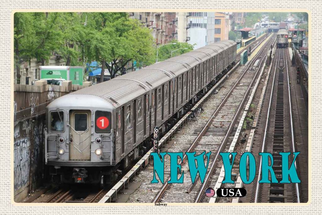 vianmo Holzschild 20x30 cm New York USA Subway U-Bahn tin Bildmotiv Reisemotiv Amerika