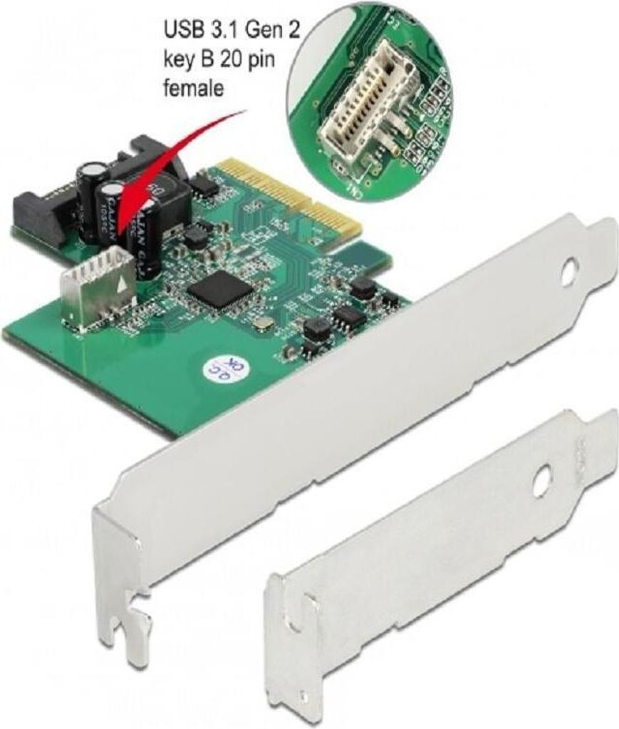 Delock - USB-Adapter - PCIe 3.0 x4 Low-Profile - USB 3.2 Gen 2 (intern) x 1