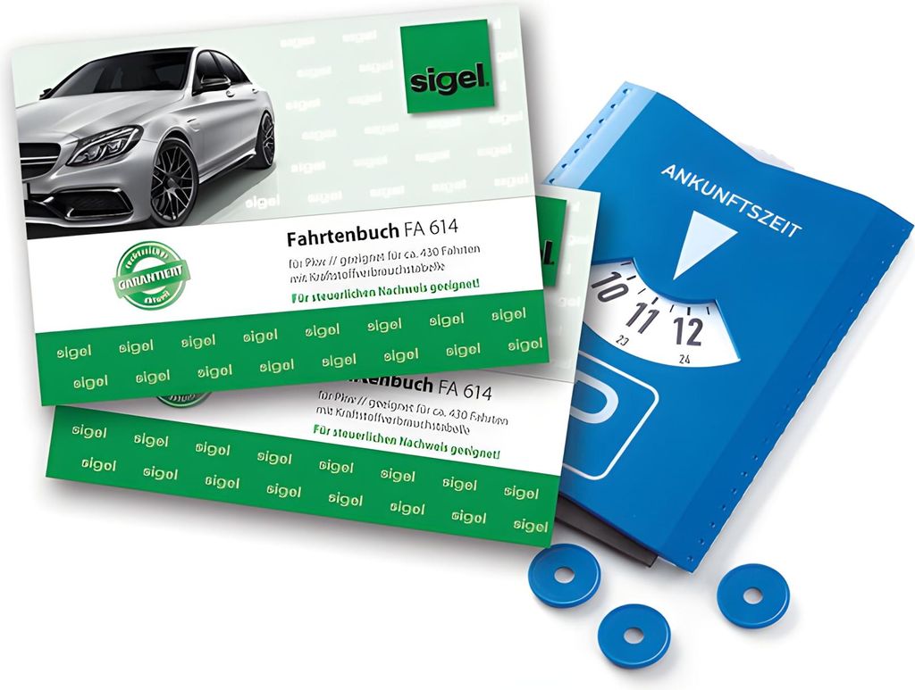 sigel Formularbuch "Fahrtenbuch Pkw" mit GRATIS Parkscheibe A6 quer 44 Blatt