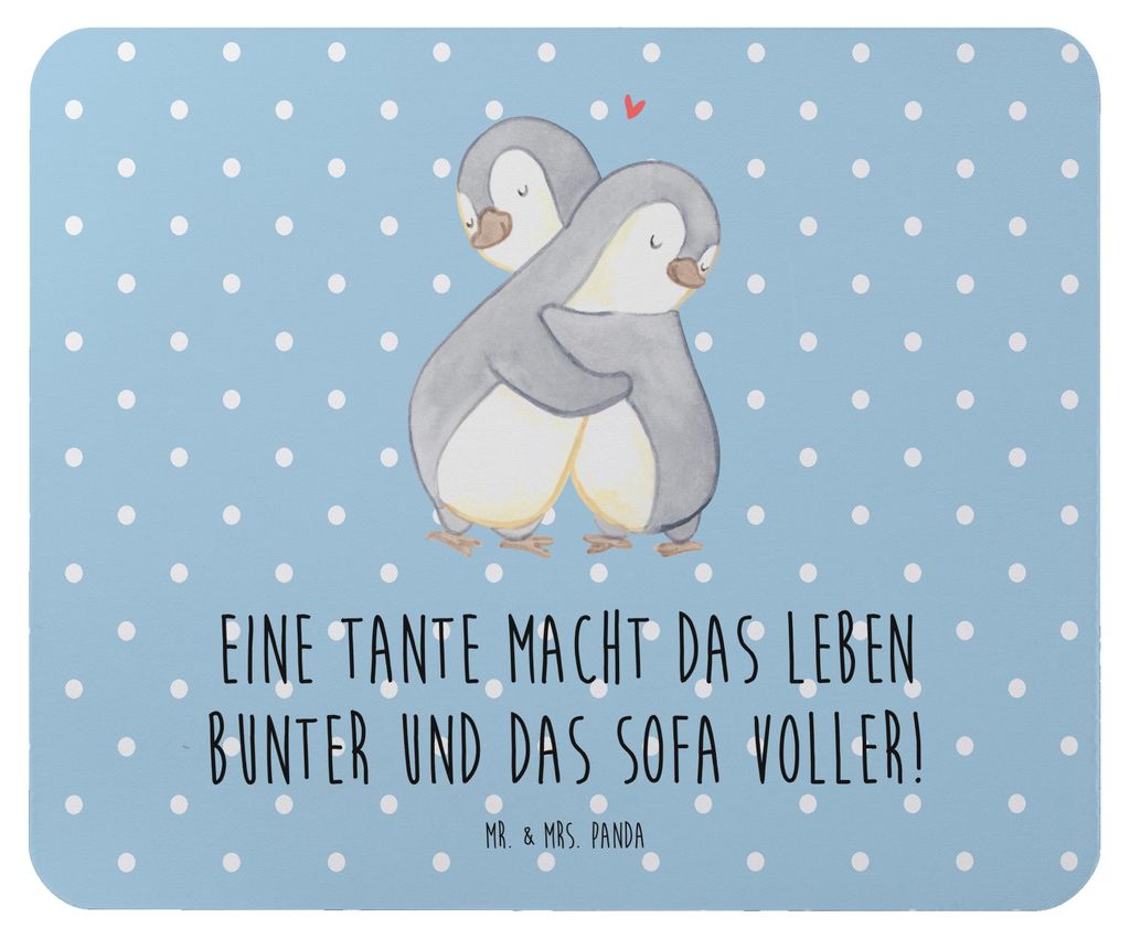 Mr. & Mrs. Panda Mauspad Bunte Tante - Blau Pastell - Geschenk, Herz, laptop, Mouse Pad, Geschichten, Freude, Weihnachten, Neffe, mousematte, handg...