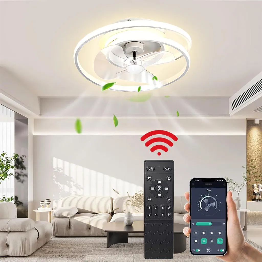 Ventilateur de plafond avec éclairage LED 86W dimmable et télécommande