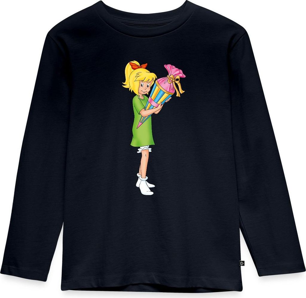 Spreadshirt Bibi Blocksberg Mit Zuckertüte Kinder Premium Langarmshirt, 110/116 (4 Jahre), Navy