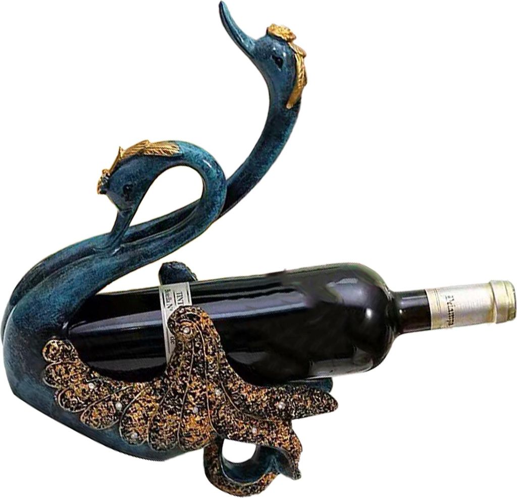 Luxury Swan Wine Rack Innovative Desktop Wine Cabinet Decorative Ornaments for Living Room Office Blue