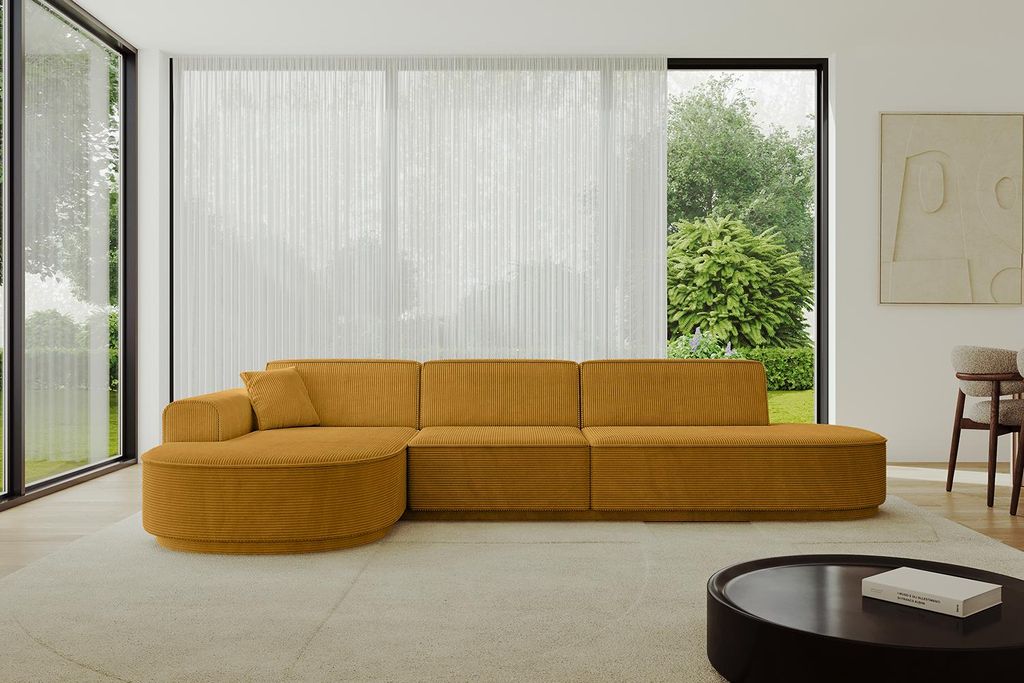 ALTDECOR Ecksofa in L-Form MARI-L2-v3 - 328x171x83 cm Senfgelb - Corner Sofa Bett Eckcouch Couch Wohnlandschaft Cauchsofa