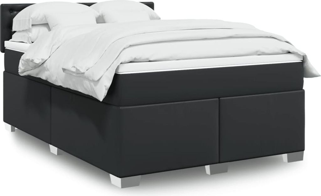 "2026 Promotion" Boxspringbett mit Matratze - Schwarz - 160x200 cm - Kunstleder - Polsterbett CC14834