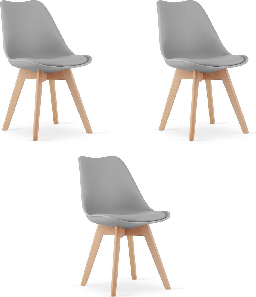 Valora MARK Stuhl Grau 3er-Set | 3er-Set graue Stühle für koordinierte Räume