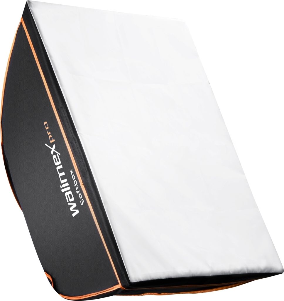 Walimex pro Softbox Orange Line 80 x 120 cm, Soft Box 360° drehbar, Lichtformer für Foto und Video, inkl. Diffusor ideal für Fotostudio