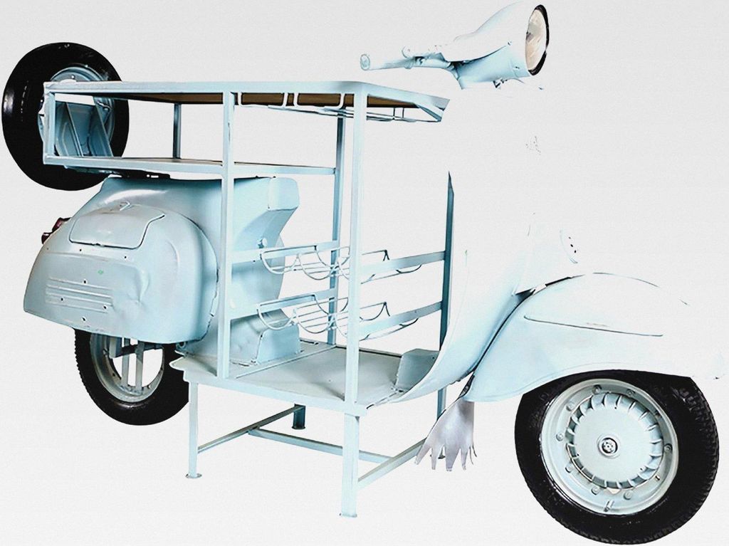 Weinregal Anrichte Barregal Scooter Bar - Roller - Vintage Hellblau - 170x66x105 cm