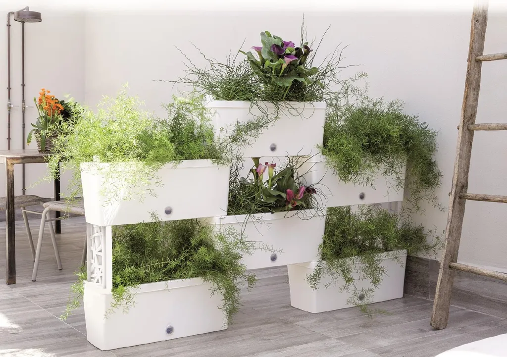 Lot 5 Jardinières Clipsables 75L Bama Brick Haute Résistance Blanc