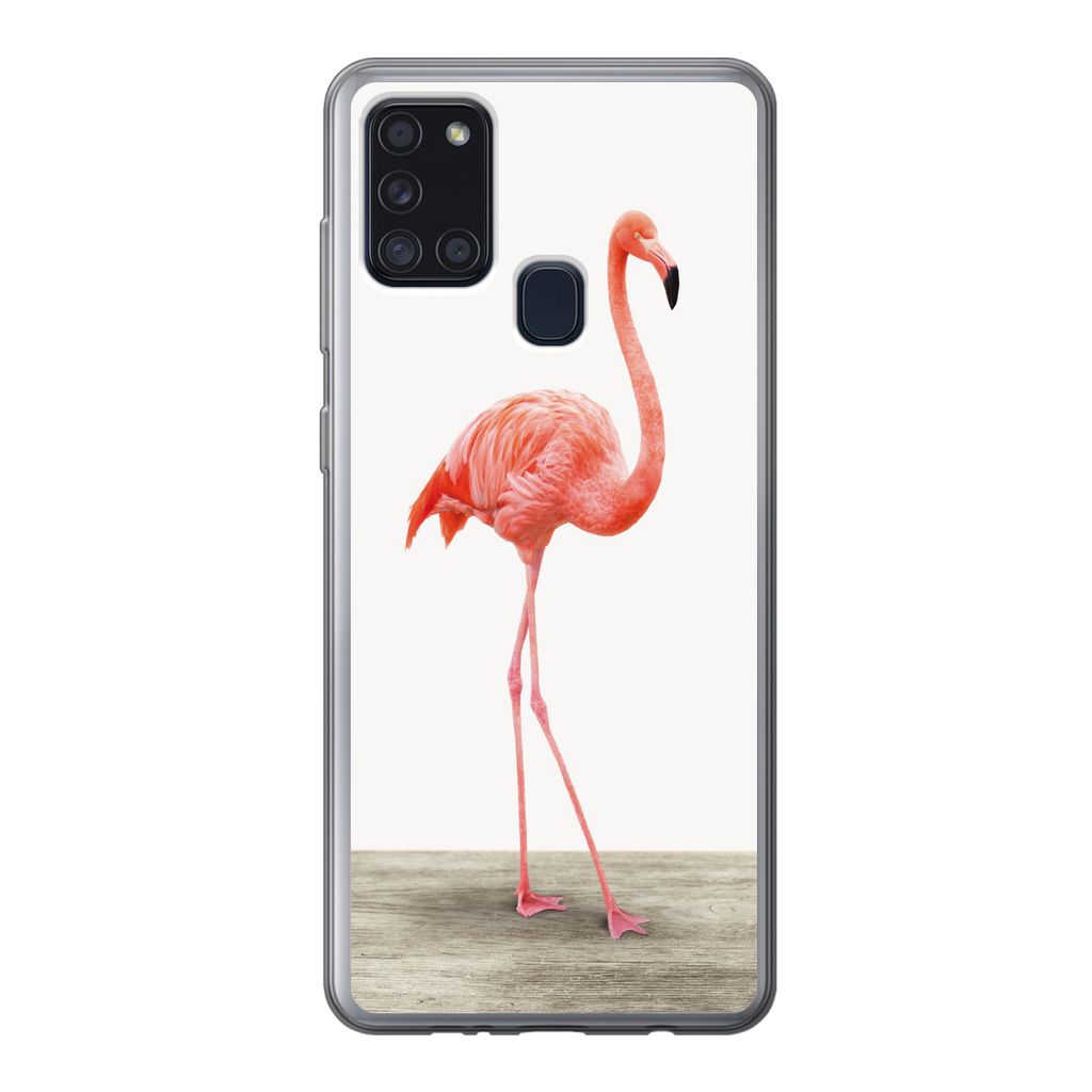 MuchoWow Handyhülle Schutzhülle Hülle für Samsung Galaxy A21s Flamingo - Rosa - Vogel - Mädchen - Jungen - Kind Silikon Softcase Handy Hüll...