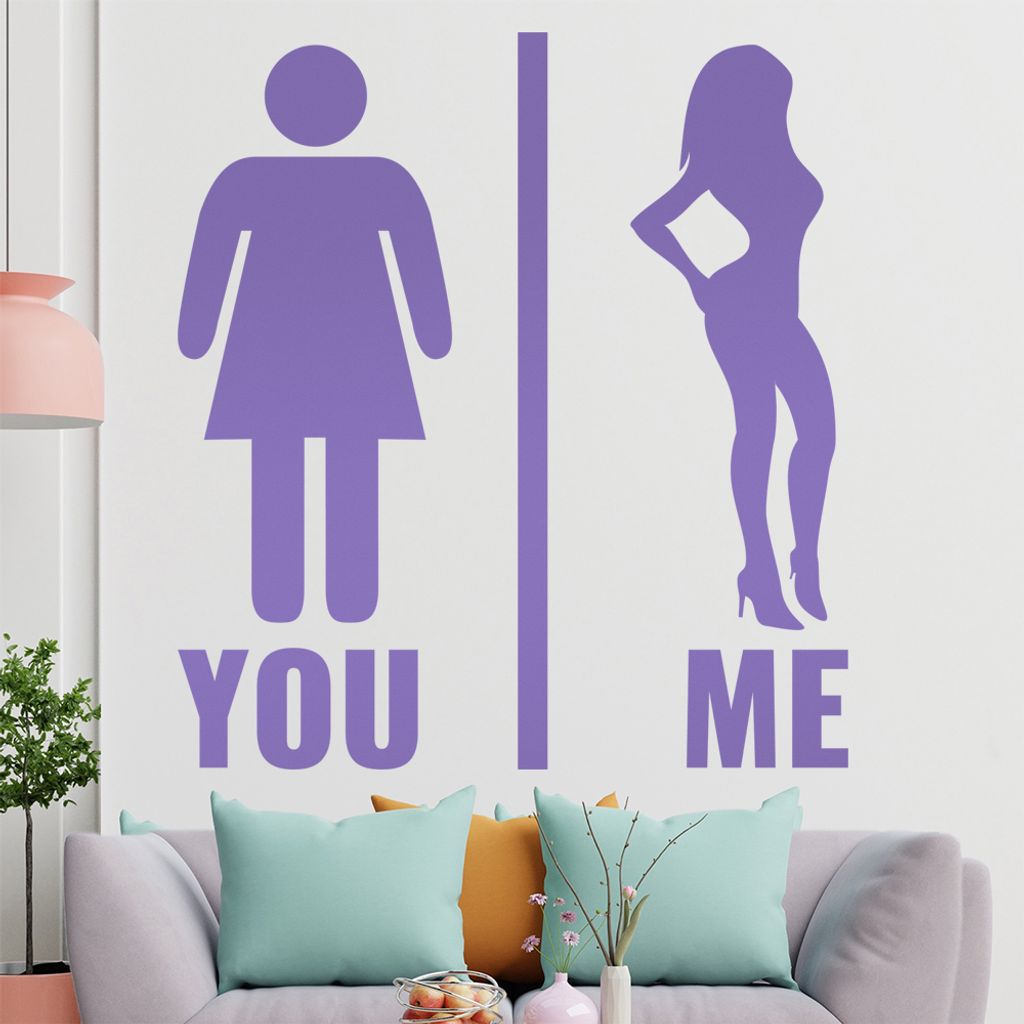 KIWISTAR You and Me - Du und Ich Body Wandtattoo in 6 Größen - Wandaufkleber Wall Sticker - Dekoration, Küche, Wohnzimmer, Schlafzimmer, Badezimmer