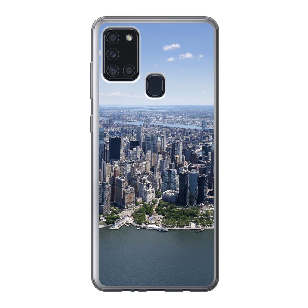 MuchoWow Handyhülle Schutzhülle Hülle für Samsung Galaxy A21s New York - USA - Skyline Silikon Softcase Handy Hülle - Hartschale