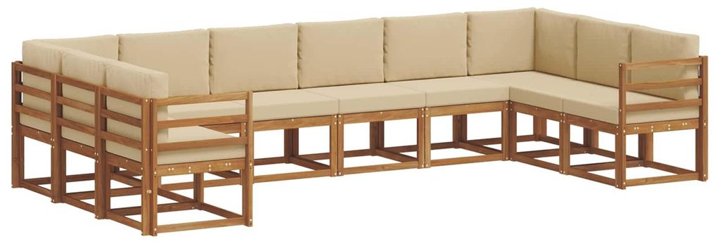 vidaXL Outdoor-Sofagarnitur mit Kissen 10 pcs Natur und Beige