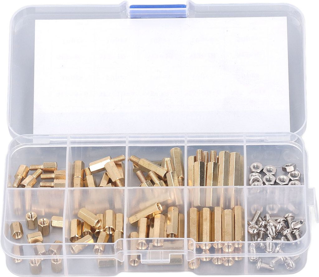 120-teiliges M3-Abstandshalter-Set aus Messing, Standard-Sechskantschrauben- und Muttern-Abstandshalter-Set für Automobile und Elektronik