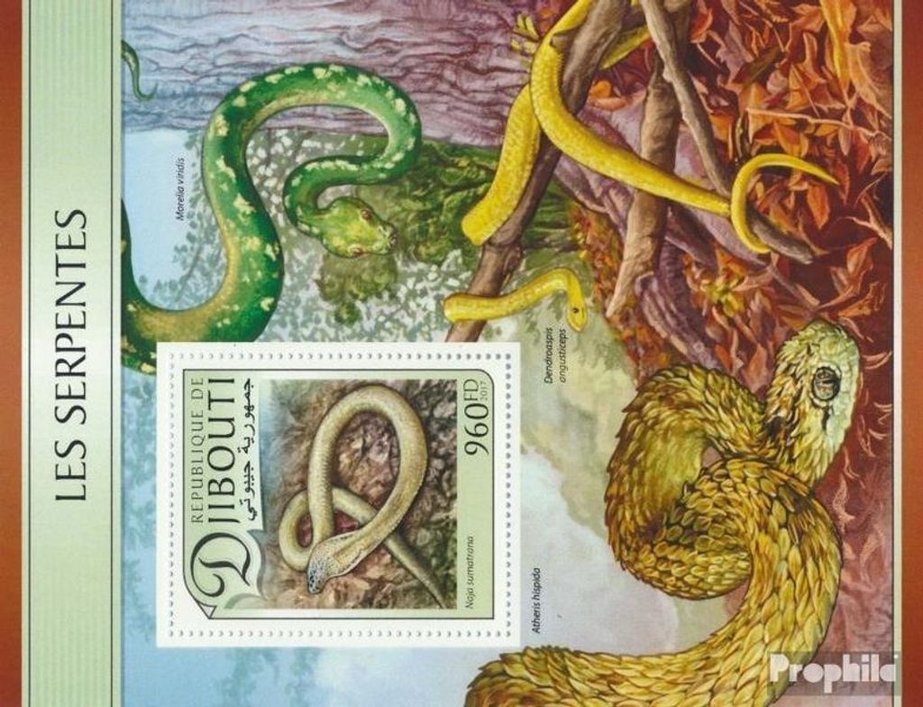 Briefmarken Dschibuti 2017 Mi Block 553 (kompl. Ausg.) postfrisch Schlangen