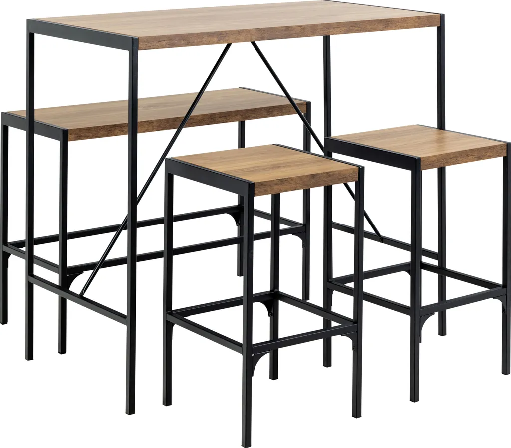 Table de Bar Bahamas Naturelle Ensemble 4 Places Gain de Place Bois