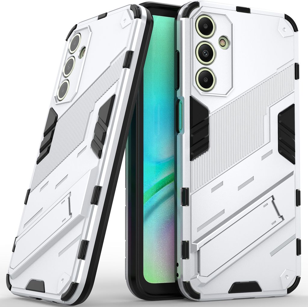 Armor Hülle für Samsung Galaxy A15 5G/4G, Hybrid PC TPU Bumper Stoßfestes Schutzhülle mit Standfunktion Orange