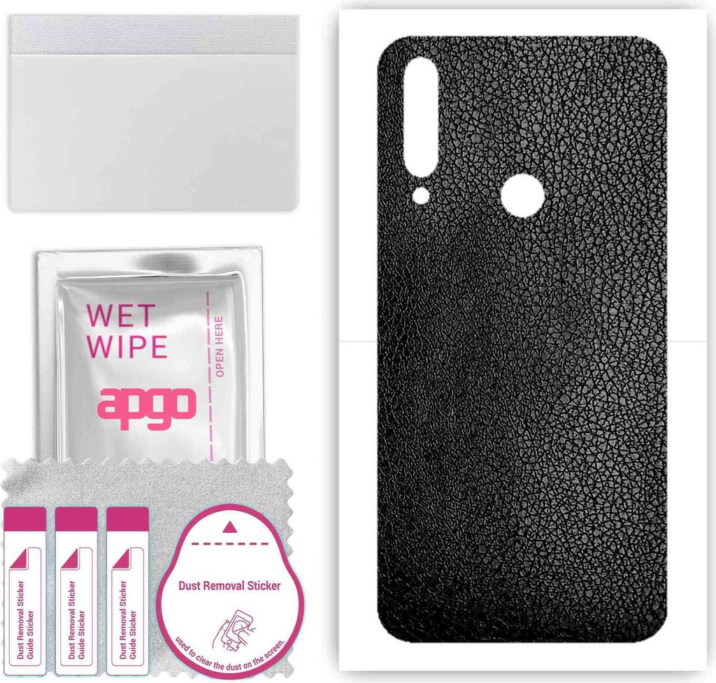 apgo Rückseite Schutzfolie, Skin, kompatibel mit Honor 9X, Hinten Displayschutzfolie aus Vinylfolie, kratzfest, einfache Montage - Schwarzes Leder