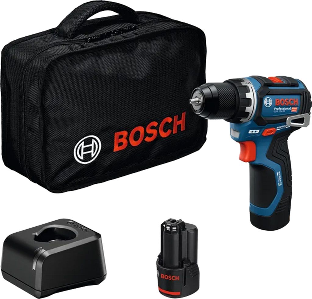 Bosch Professional 12V System GSR 12V-32 Bohr-/Schrauber (KickBack Control, bürstenloser Motor, inkl. Akkus de 2,0 Ah, Ladegerät, Werkzeugtasche de)