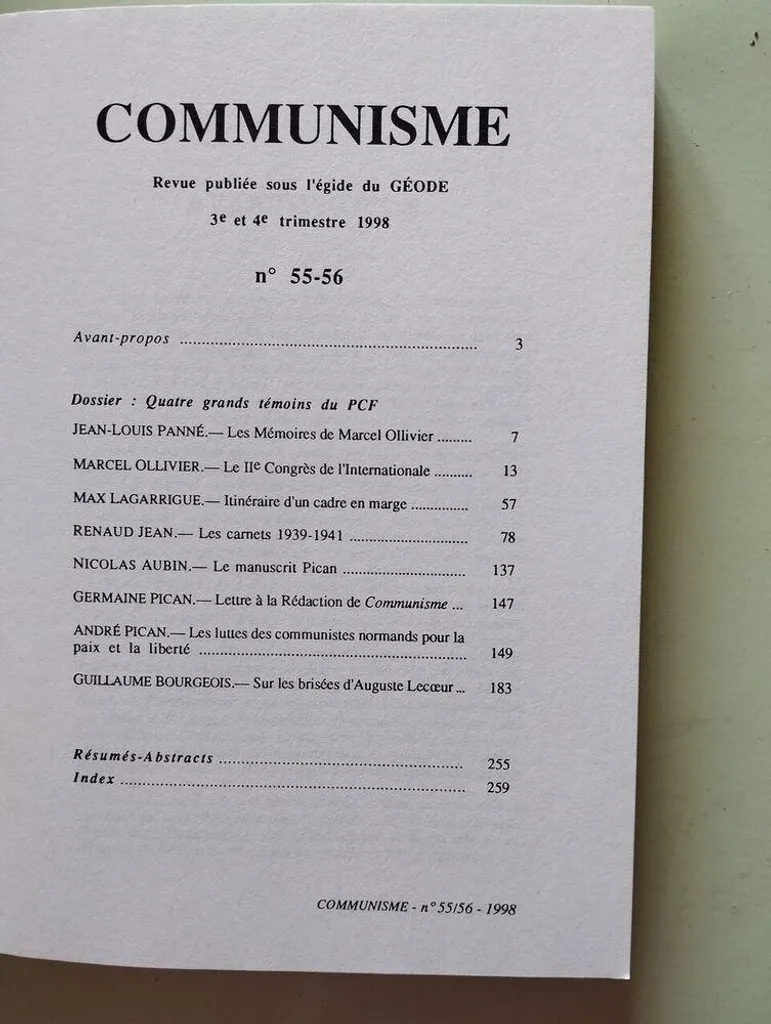 Quatre Grands Témoins du PCF - Livre de Collection avec Témoignages Inédits