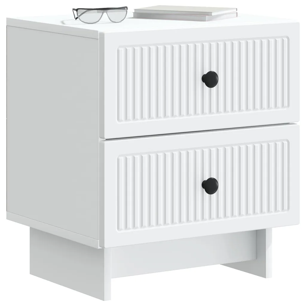 Table de nuit blanche lot de 2 meuble de chambre compact en aggloméré