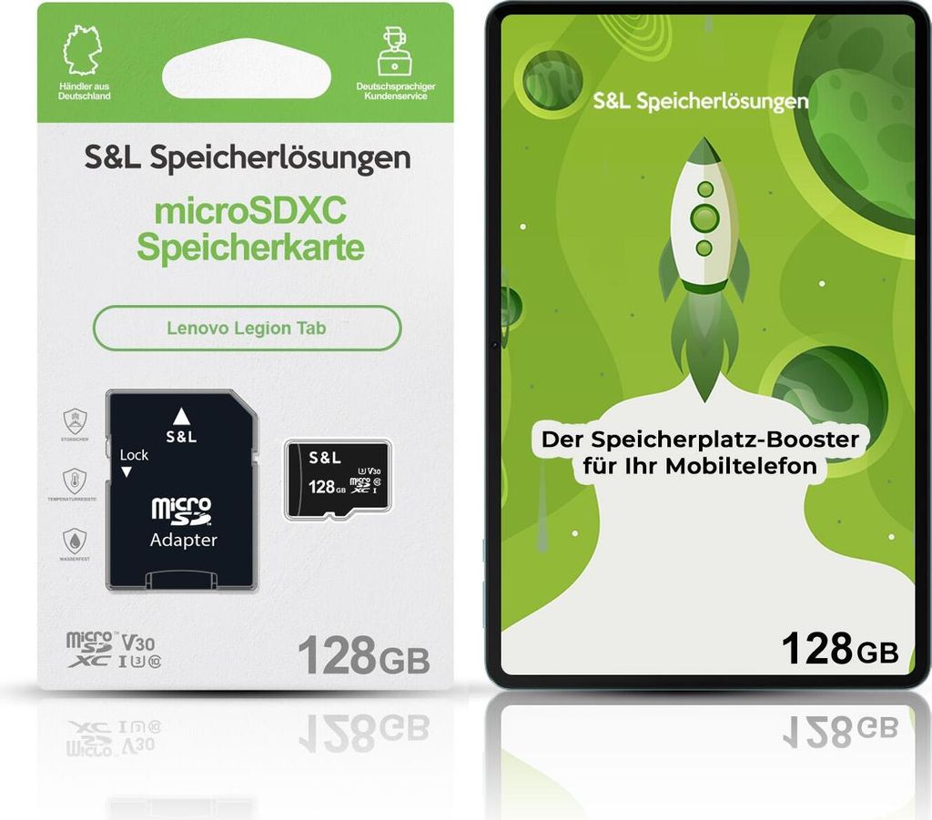 microSD Speicherkarte S&L für Lenovo Legion Tab - Speicherkapazität: 128 GB
