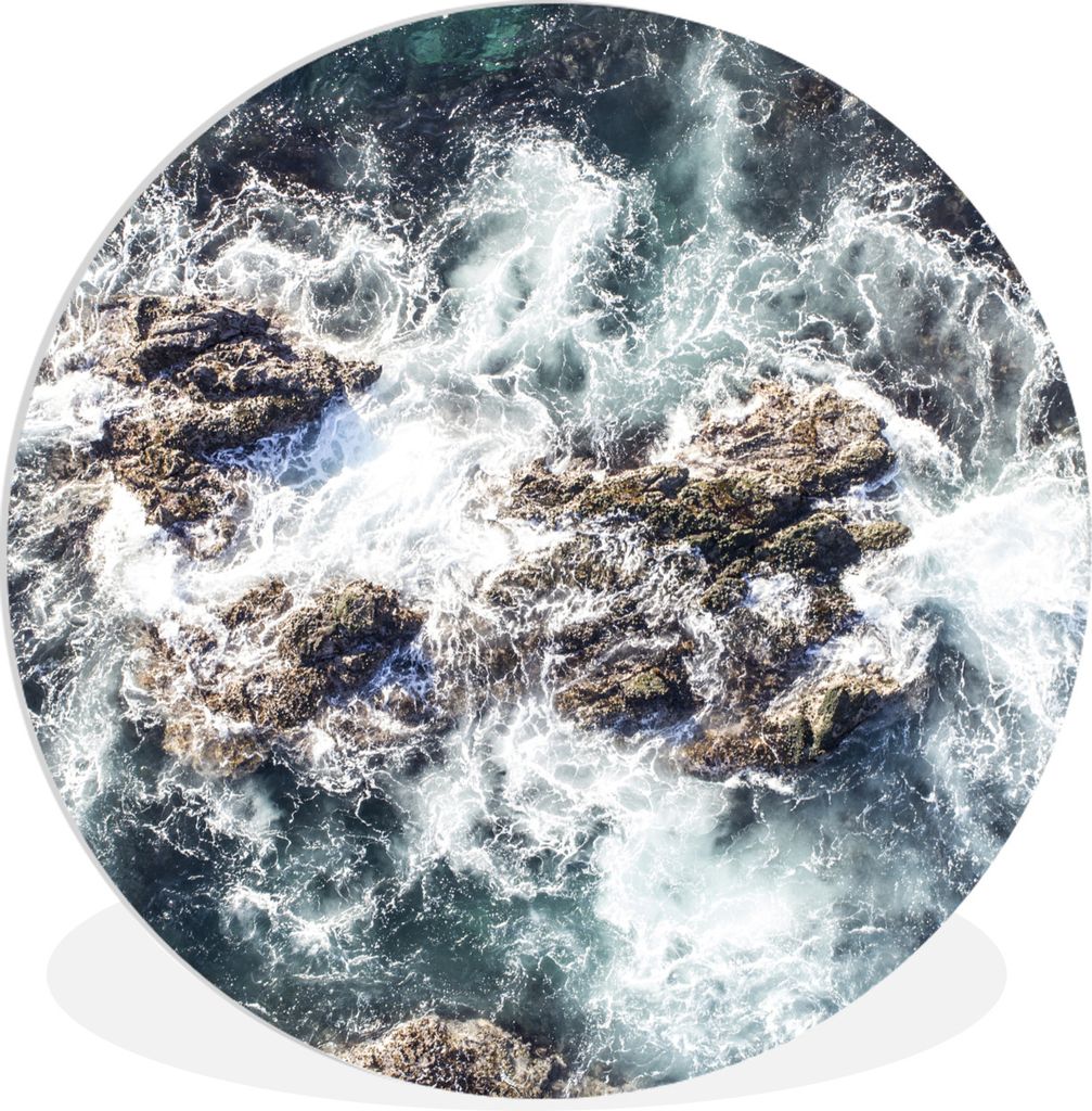 MuchoWow Rundes Wandbild - Runde Bilder Meer - Steine - Wasser Ø 90 cm Kreis Wanddekoration Kunststoff - Wandkreis - Wandschmuck - Wand-Kreis - ...
