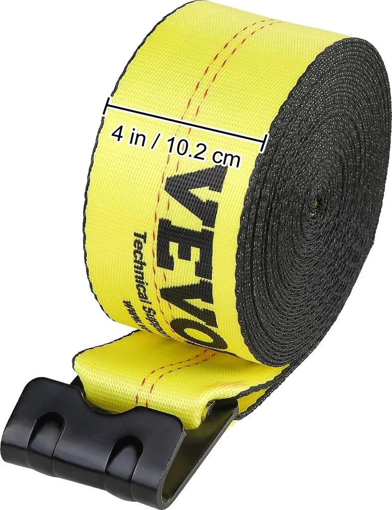 Sangle de treuillage 6000 lbs avec crochet plat jaune - Longueur 12m
