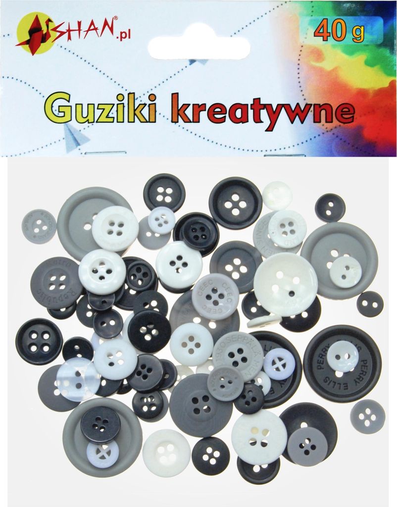Kreative Zierknöpfe BLACK & WHITE 40g Shan