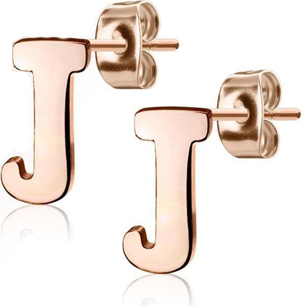 J Ohrstecker Buchstaben Rosegold aus Edelstahl Damen