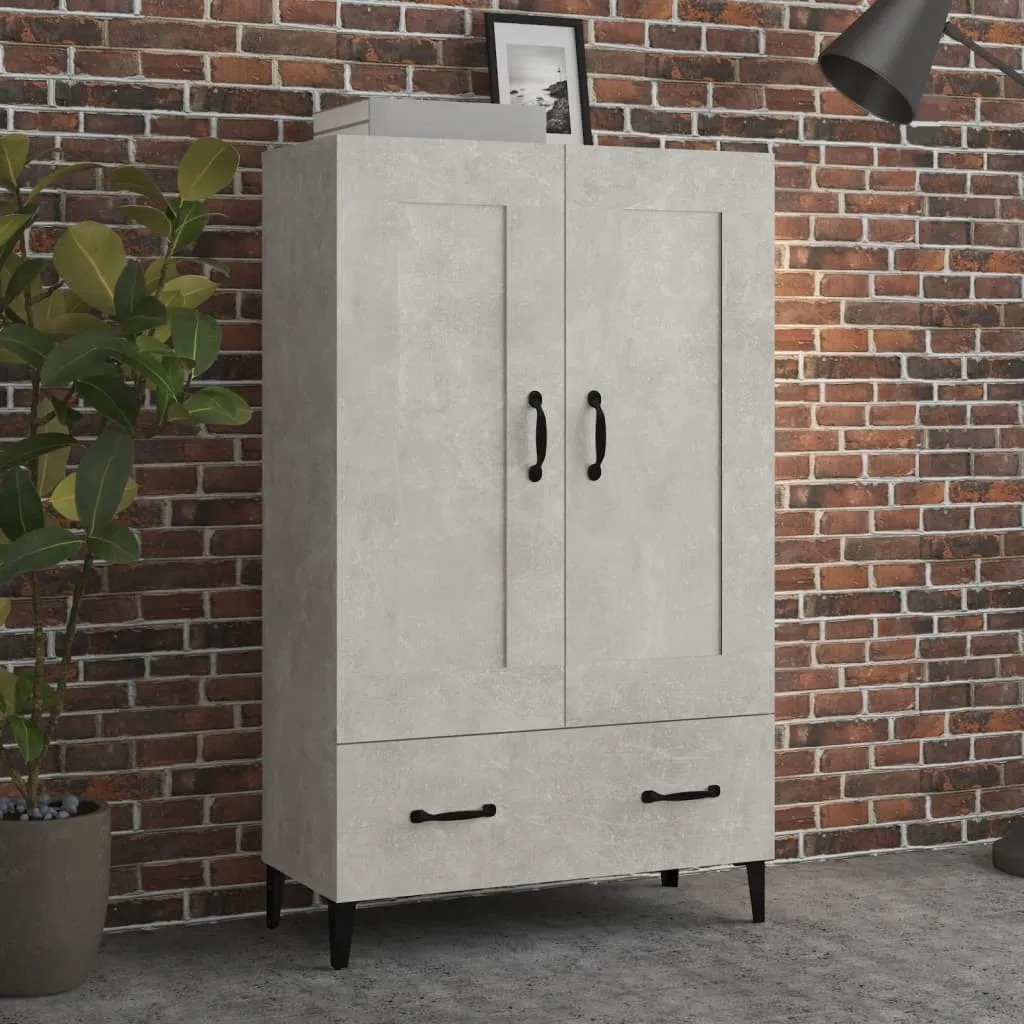 The Living Store Credenza in cemento grigio 70x31x115 cm Materiale in legno