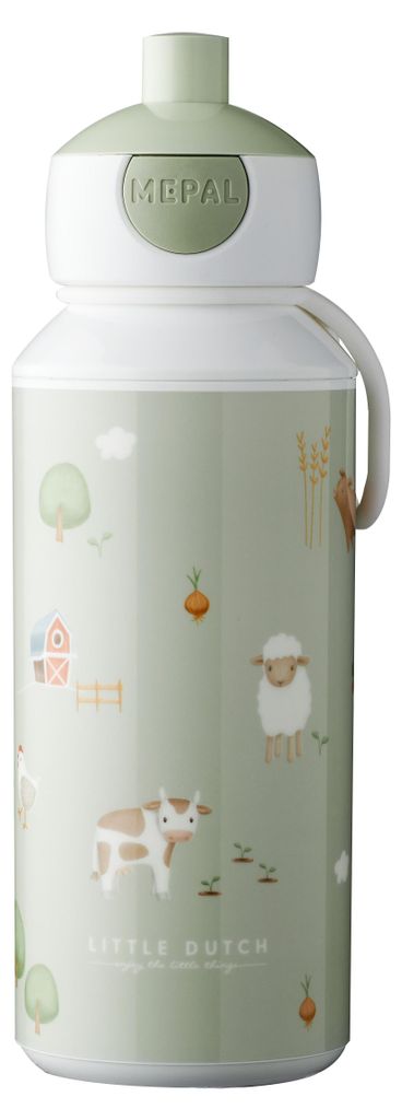 Bottiglia per bere - H 18 cm - Bianco - Verde - Plastica - Immagine del prodotto 