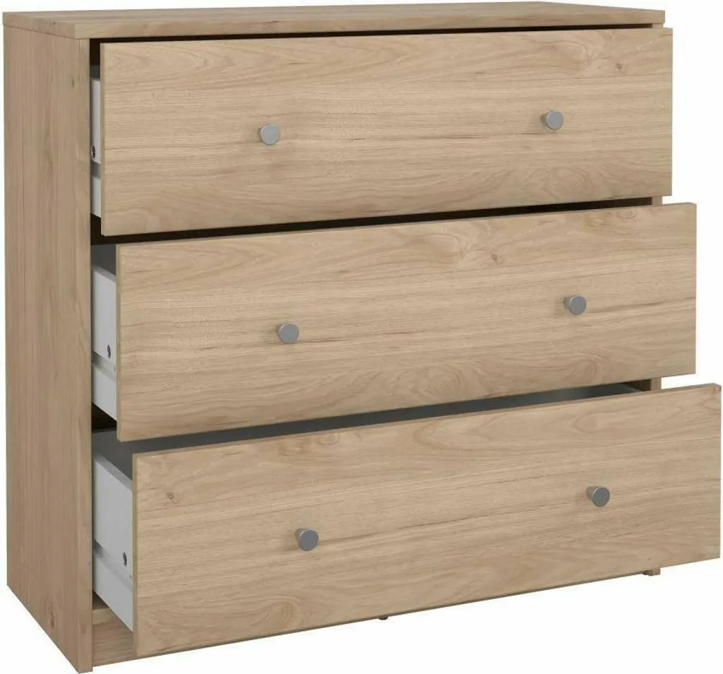 Commode Gain de Place 3 Tiroirs pour Chambre et Entrée - Chêne Marron - 5