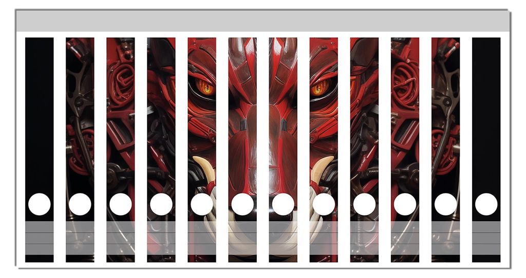 Wallario Ordnerrücken Sticker, selbstklebend für schmale Ordner, 12 Stück, Motiv Mechanischer Wächter